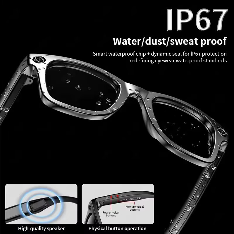 GUHUAVMI Smart-Brille 2025 mit Bluetooth, Kamera für Videoaufnahmen, KI-Fotoerkennung und Echtzeit-Übersetzung in über 100 Sprachen, Schwarz - Bild 5