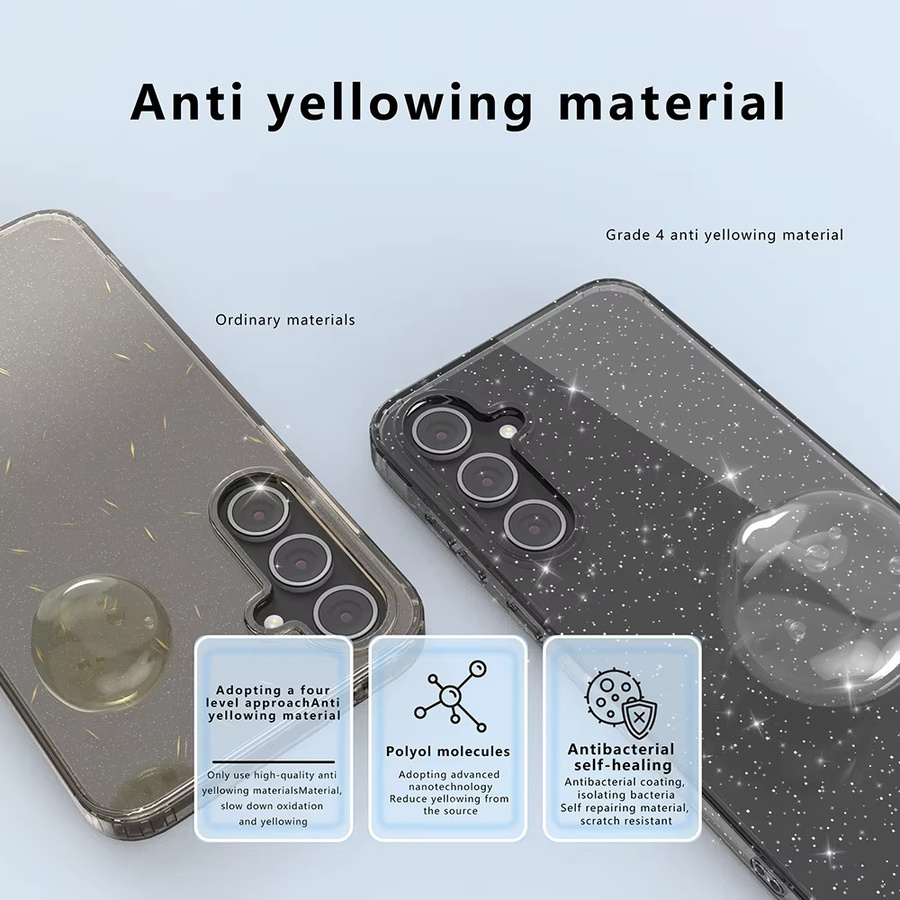 Glänzende Glitzer-Handyhülle für Samsung Galaxy (Modelle: A57, A56, A55, A54, A53, A37, A36, A35, A34, A26, A25, A17, A16, A15, A14, A13, A06, A05, A05S) in Schwarz und Transparent - Bild 2