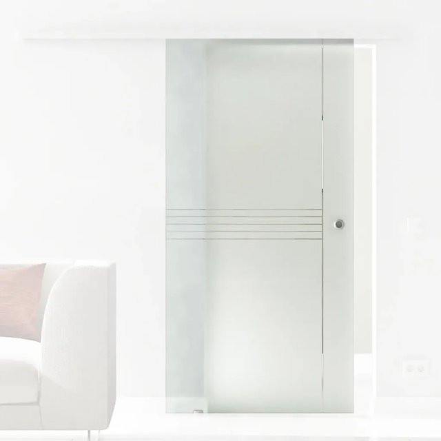 Levidor Glasschiebetür München in Transparent mit weißer Griffmuschel, B: 90 cm, H: 205 cm - Bild 1
