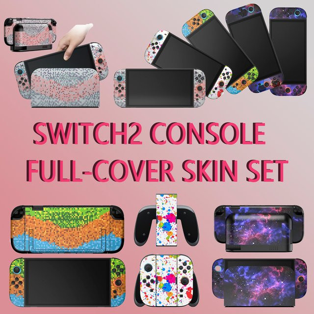 TNS-5192 Skin- und Displayschutz-Set für Switch 2 in Petrol und Multicolour für Konsole, Joy-Con-Griffe und Dock - Bild 1