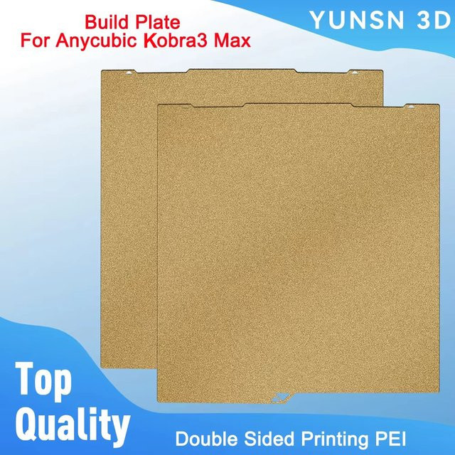 Anycubic PEI-Federstahlblech für Anycubic Kobra3 Max, doppelseitig strukturiert, Farbe: Gold, B/T: 430 x 430 mm - Bild 1