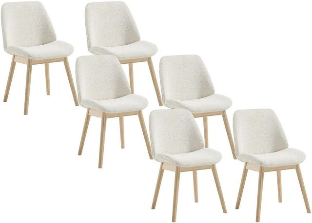 Vente-unique Leyada Stuhl in Creme mit Bouclé-Stoff und Kautschukholz-Gestell - Bild 1