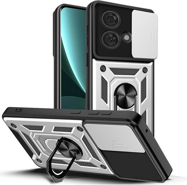 Hybrid Ring Kamera-Schutzhülle für Motorola Moto Edge Serie in Silber - Bild 1