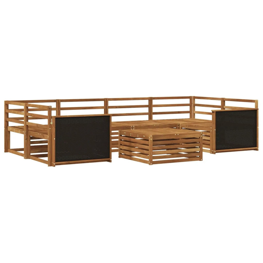 vidaXL Outdoor-Sofagarnitur aus Massivholz Akazie in Natur, 7-teiliges Set in U-Form - Bild 2