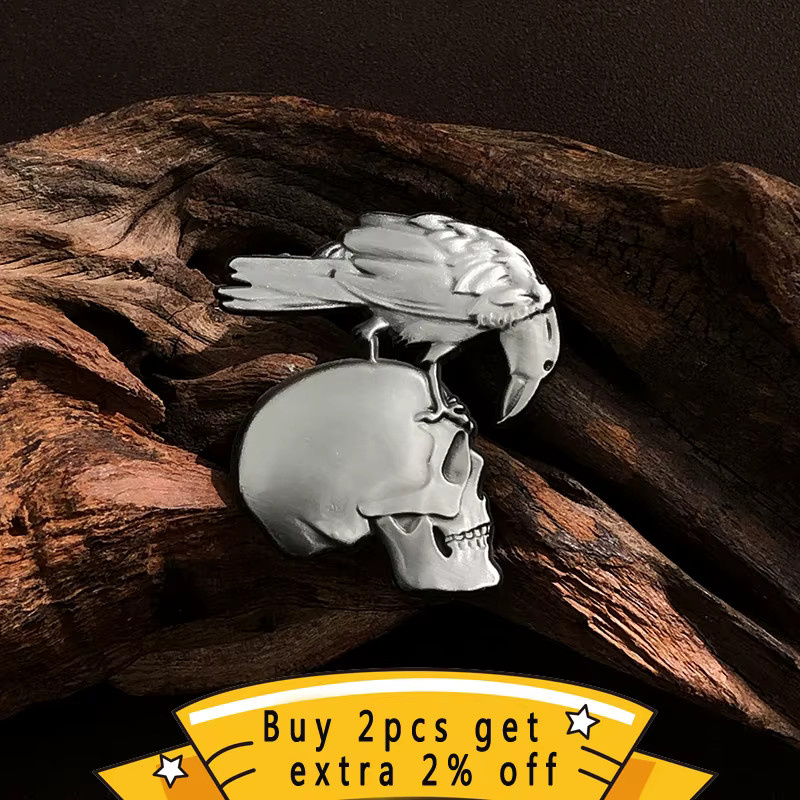Brosche Halloween Schädel Emaille, Silber, Unisex - Bild 1