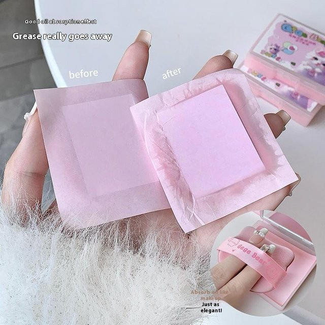 Bambuskohle-Ölabsorbierpapiere mit Etui & Make-up-Puff, 100 Blatt, Matt - Bild 1