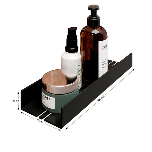 Schulte Duschablage aus Aluminium zum Kleben in Schwarz, B/H/T: 28 x 3,5 x 9,5 cm - Bild 4