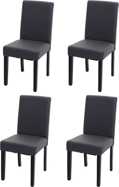 CHEFGASTRO Esszimmerstuhl 4er-Set in Grau mit Kunstleder und Holzbeinen, B/T/H: 43 x 56 x 90 cm, Sitzhöhe: 45 cm - Bild 1