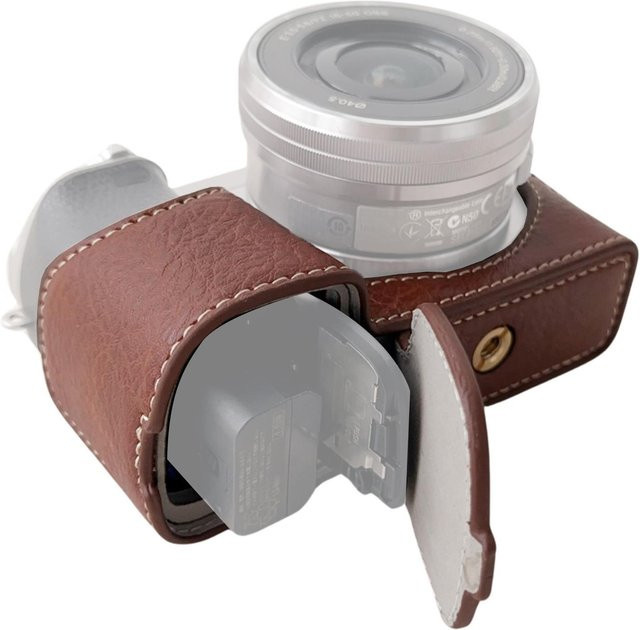 Andoer Tragbare Kamera-Schutzhülle im Retro-Design für Sony Alpha A6400 A6300 A6100 A6000, Kameratasche mit Bodenöffnung, Farbe: Kaffeebraun - Bild 1