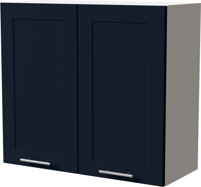 Feldmann-Wohnen Hängeschrank Oslo Küchenschrank Weiß und Indigo Matt B: 80 cm, T: 32,5 cm, H: 72 cm - Bild 1