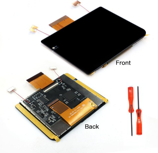 Hispeedido IPS-LCD-Bildschirm-Kit für Game Boy Pocket, 2,8 Zoll, laminiert, hohe Helligkeit mit Hintergrundbeleuchtung, Schwarz - Bild 1