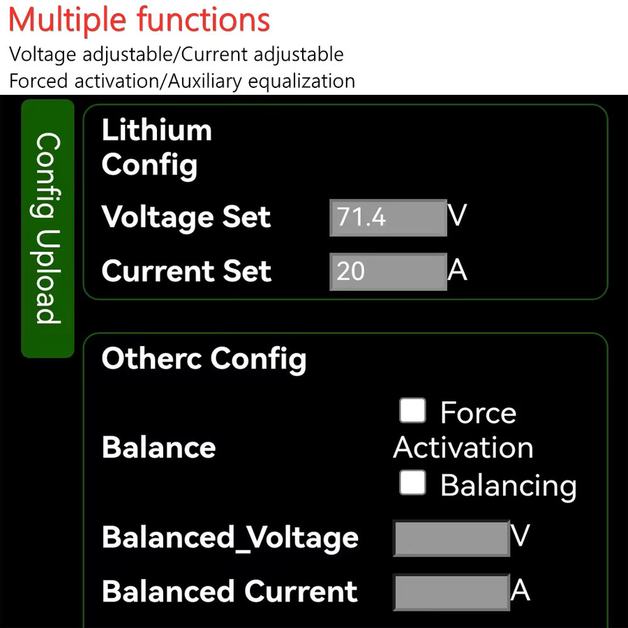 Southrol Li-Ion LiFePO4 Lithium-Batterieladegerät mit einstellbarer Spannung 10-100,8 V und 18 A Ladestrom für 4S bis 24S Schnellladegerät in Schwarz - Bild 2