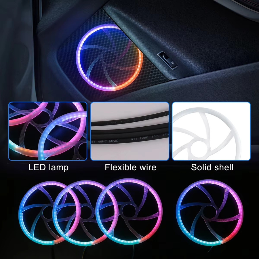 4er-Set LED Auto Sound Lautsprecher RGB Symphonie Ambiente-Beleuchtung mit 64 Farben und App-Steuerung, Multicolour, 6,5 Zoll - Bild 4