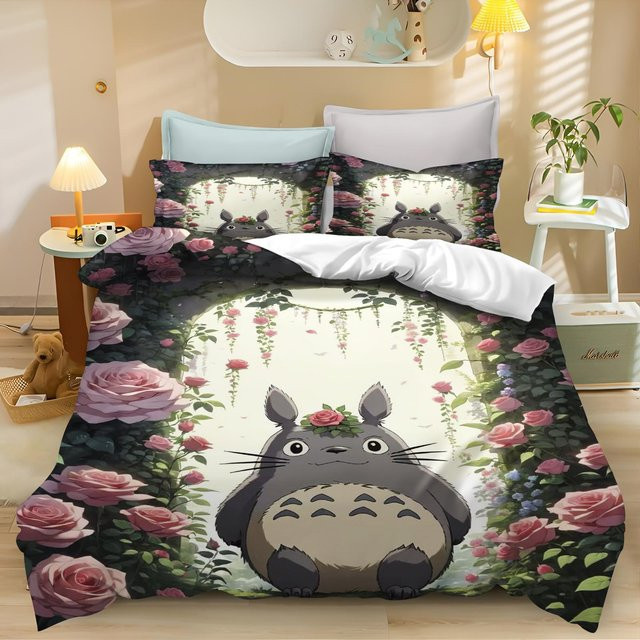 Lodestar Anime Bettwäscheset mit T-Totoro Motiv, Bettbezug und Kissenbezug, Mehrfarbig, B: 173 cm, L: 218 cm - Bild 1