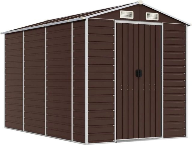 vidaXL Gerätehaus aus verzinktem Stahl in Braun, B/T/H: 300 x 191 x 198 cm - Bild 1