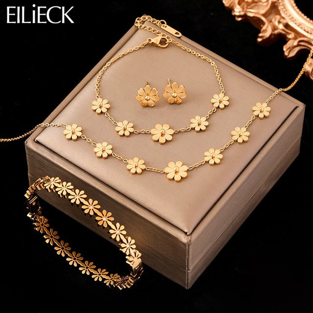 EILIECK Schmuck-Set, Edelstahl, Gold, Damen - Bild 1