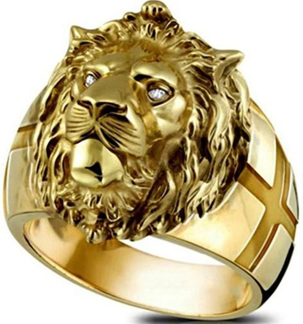 KaiTingu Jewelry Ring Löwenkopf, Edelstahl, Gold, Unisex - Bild 1