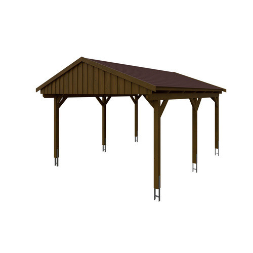 Skan Holz Carport Fichtelberg aus Fichte in Braun mit Dachschindeln, Breite: 423 cm, Tiefe: 566 cm, Höhe: 326 cm - Bild 3