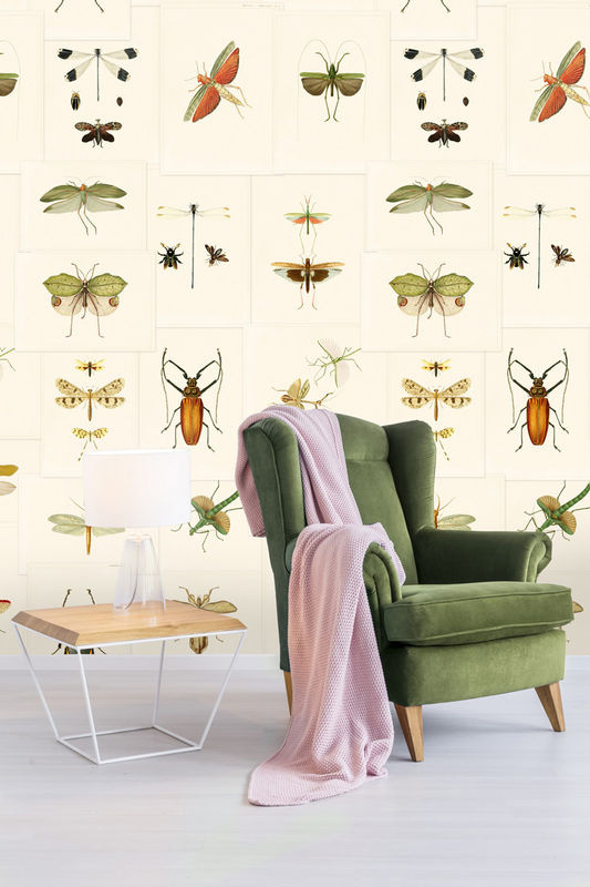 MINDTHEGAP Wandtapete Entomology WP20233 Mural mit Tiermotiven in Grün und Multicolour im Vintage-Stil aus Vlies - Bild 2