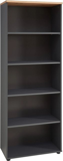 Premium Living Regal Memphis in Eiche Artisan und Graphitfarben, B/T/H: 197 x 38 x 75 cm - Bild 1