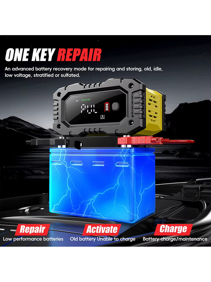 FOXSUR Smart Batterie Ladegerät 10A/5A in Schwarz für 12V 24V Auto Motorrad LKW mit automatischer Puls Reparatur für LiFePO4 AGM Blei-Säure Batterien - Bild 7