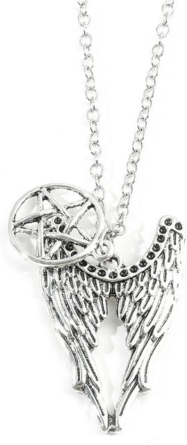 Bandai Halskette, Pentagramm-Engelsflügel, Silber, Unisex, Vintage - Bild 1