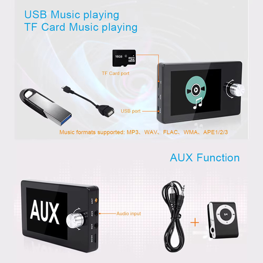 Icreative Digitaler DAB/DAB+ Radio Empfänger mit 2,8-Zoll-Farbbildschirm für europäische Autos, FM-Transmitter, MP3 und AUX, Schwarz - Bild 4
