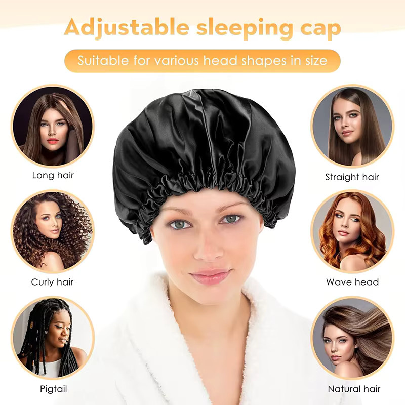 GATHERTOP Satin-Mütze, Damen, doppellagig, verstellbare Schnalle - Bild 2