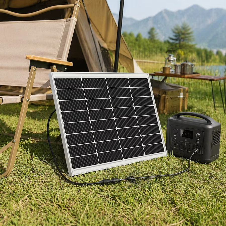 Monokristallines 80-W-Solarmodul ZGZXSEXHZ in Schwarz für mobile Stromversorgung beim Camping, Wandern und Bootfahren - Bild 6