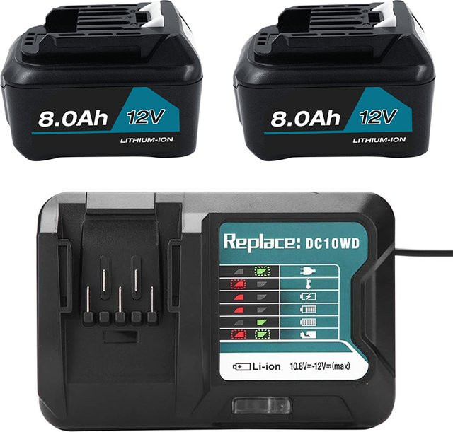 Makita Akku und Ladegerät Set für 10,8 V 12 V max. Li-Ionen-Akkus kompatibel mit BL1040 BL1040B BL1050B BL1020B BL1041 BL1016 BL1021 - Bild 1
