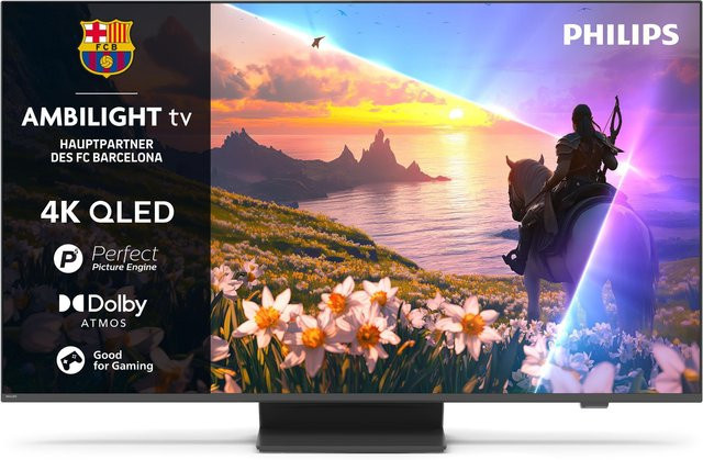 Philips 55PUS8600 QLED Smart TV mit Ambilight in Grau, 139 cm (55 Zoll), 4K Ultra HD, Sprachsteuerung - Bild 1