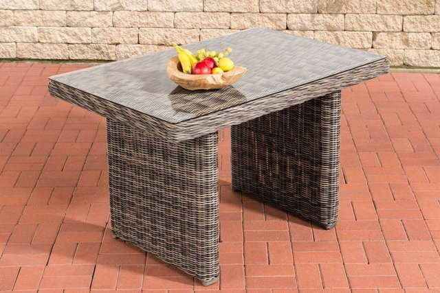 TPFGarden Esstisch Lago aus Polyrattan und Klarglas in Grau-Meliert, B/T/H: 120 x 80 x 74 cm - Bild 1
