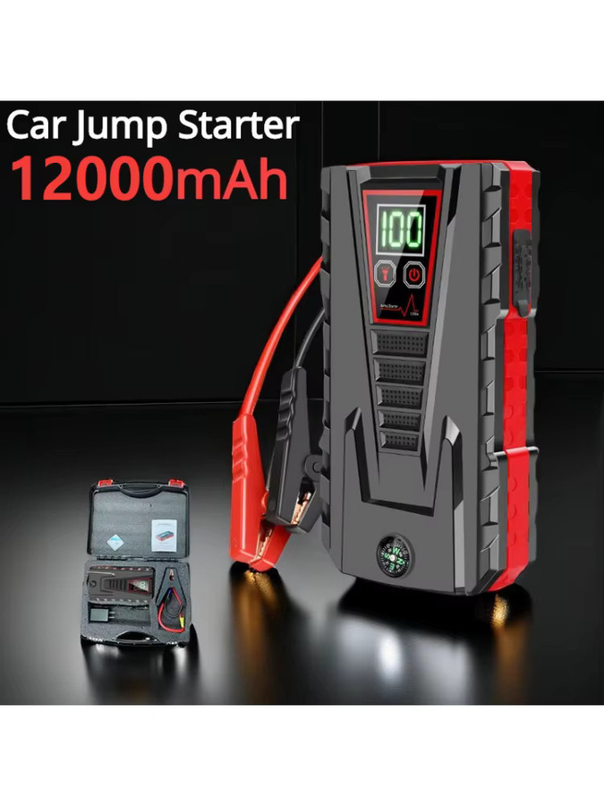 OWJHE Powerbank-Ladegerät und tragbares 12V Auto-Starthilfegerät mit 5000A Spitzenleistung für Benzin- und Dieselfahrzeuge in Schwarz - Bild 6