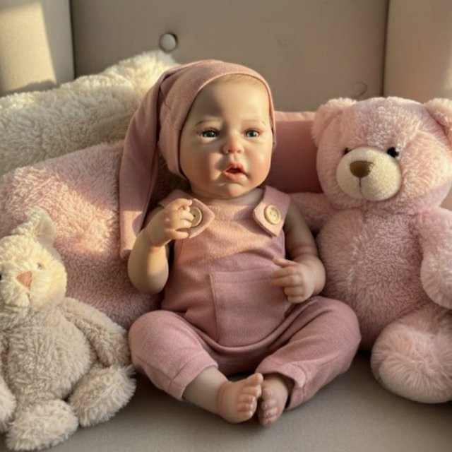 AnjoDoll Mädchen wieder geborene Baby Puppe, 45cm, Rosa / Pink - Bild 1