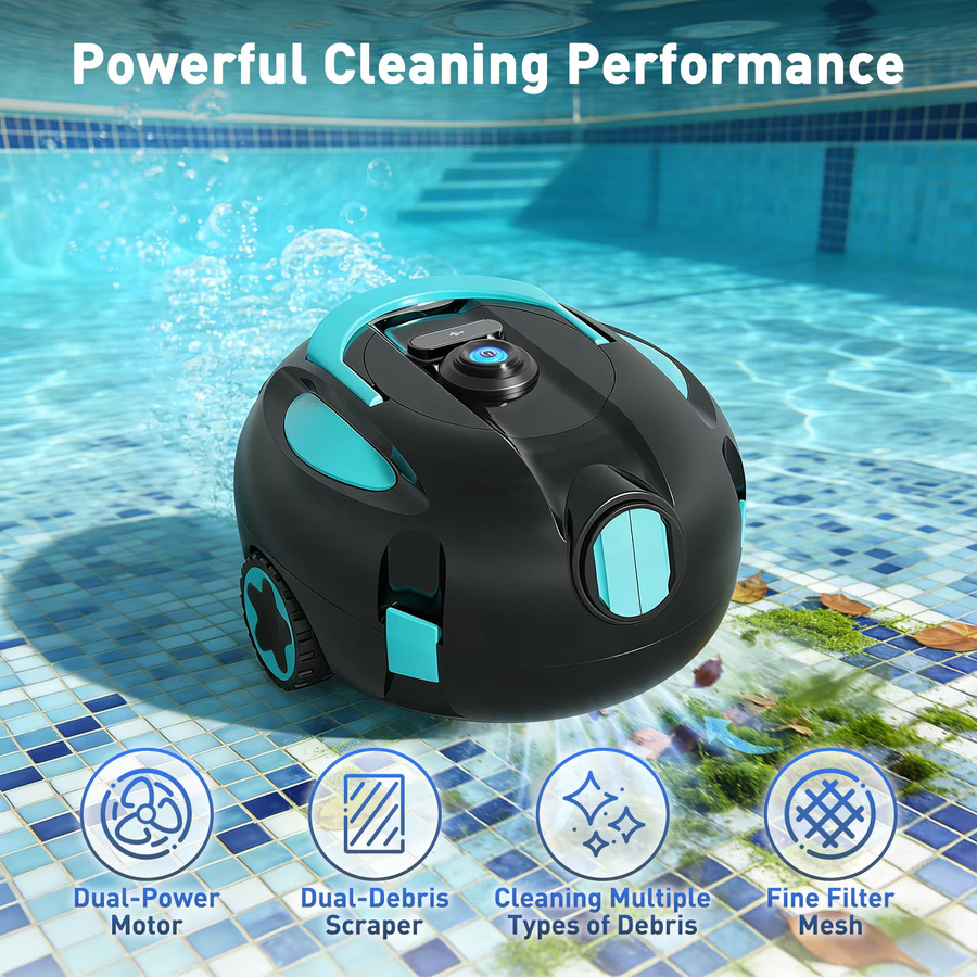 Vastorm H1 Kabelloser Roboter-Poolreiniger in Schwarz mit Doppelsaugung und Selbstparkfunktion - Bild 2