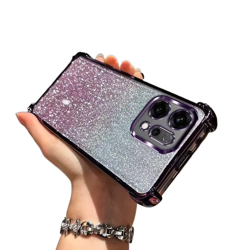 Glitzernde transparente Handyhülle für OPPO in Lila mit stoßfestem Vier-Ecken-Schutz - Bild 3