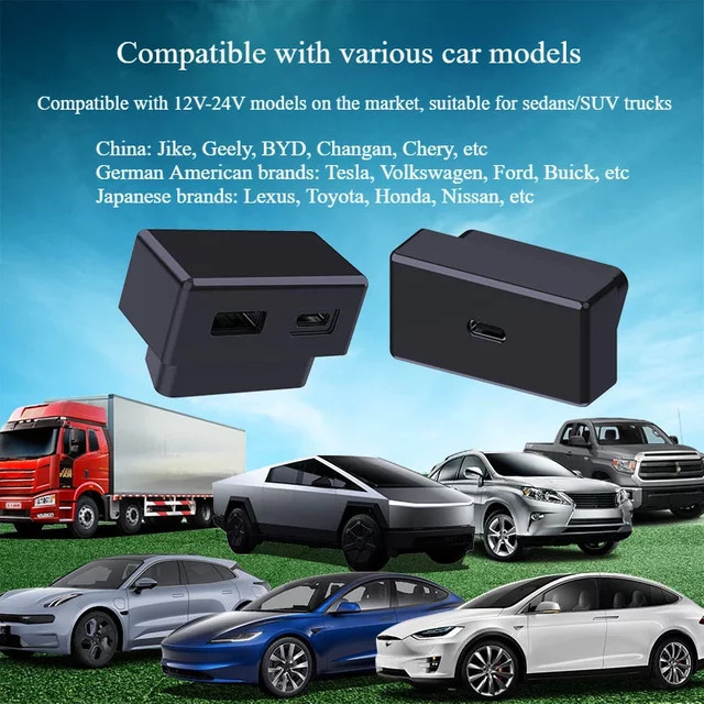 WayModGarge Auto-OBD-Ladegerät mit USB-C für Limousinen, SUVs und LKWs in Schwarz - Bild 1