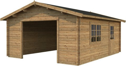 Palmako Holzgarage Roger in Braun mit Nebeneingangstür und Iso-Verglasung, B/T: 540 x 540 cm - Bild 3