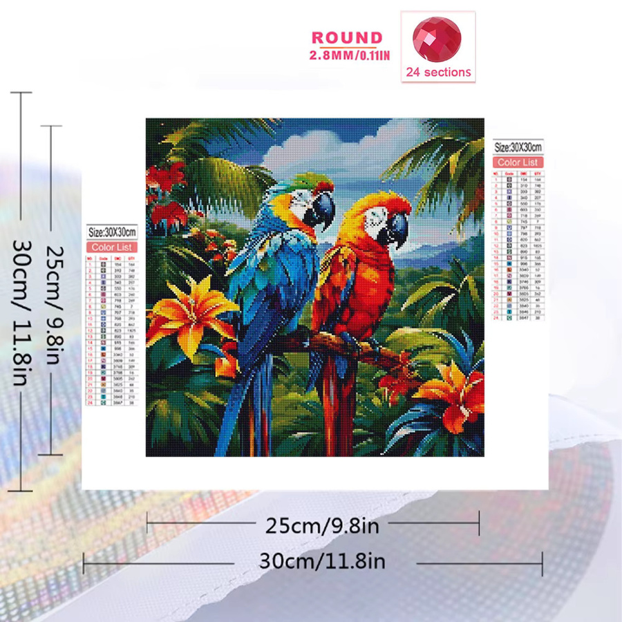 Momoart Diamant-Mosaik Vogel DIY Set, Rundes Diamant-Gemälde in Multicolour, Tischdeko - Bild 2