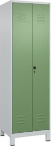 C+P Putzmittel-Spind Classic PLUS mit 2 Abteilen, Stahlkonstruktion mit Sicherheits-Drehriegel, grau/grün, H x B x T: 195 x 60 x 50 cm - Bild 1