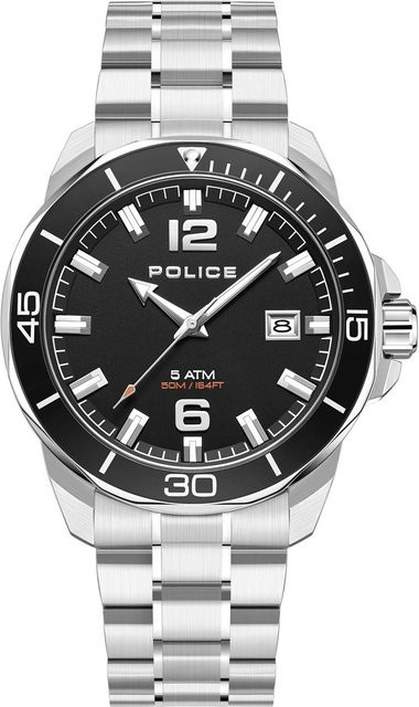 Police Herrenuhr Thornton, Quarz, Edelstahl, 43 mm, Schwarz, 5 ATM - Bild 1