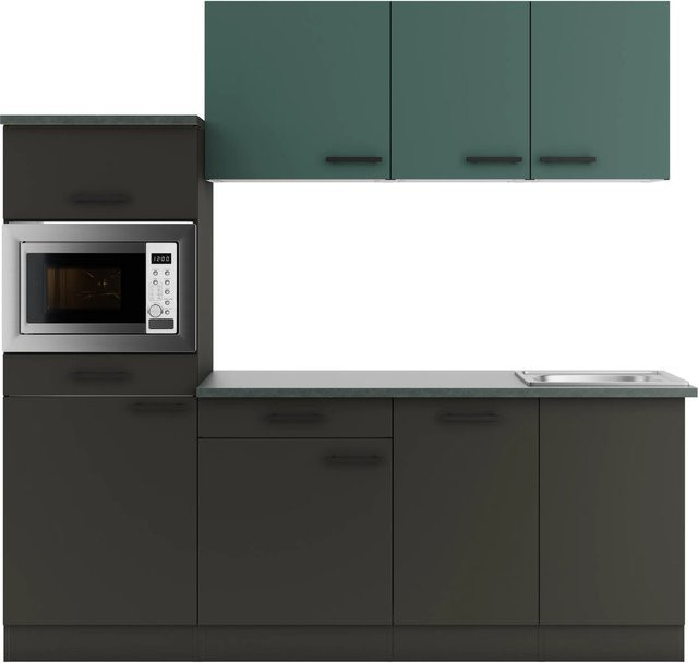 Optifit Küchenzeile KPVM 2181OE-9+ Steingrün/Anthrazit mit Breite: 210 cm - Bild 1