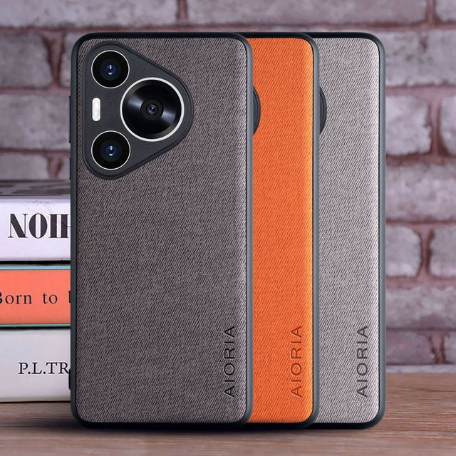 Schutzhülle für Huawei Pura 80, Pura 70, P60 und P50 Ultra Pro aus Textil-Leder und TPU/PC in Grau und Mehrfarbig - Bild 1