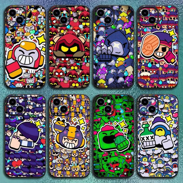 L-Leons Cartoon Game Stars Handyhülle für iPhone 17 16 15 14 13 12 11 Pro Max Plus Mini, Schwarz Mattiert, Weiche Schutzhülle - Bild 1