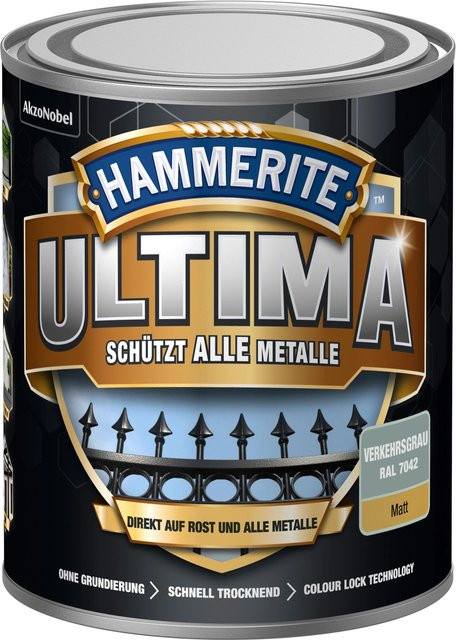 Hammerite Ultima Premium Metall-Schutzlack matt Verkehrsgrau 750 ml - Bild 1
