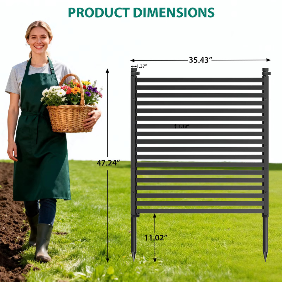 HiMISS Sichtschutz aus rostfreiem Metall für Garten und Terrasse, dekorative Pool-Umzäunung und Barriere für Blumenbeete, Schwarz, B/H: 120 x 90 cm - Bild 4