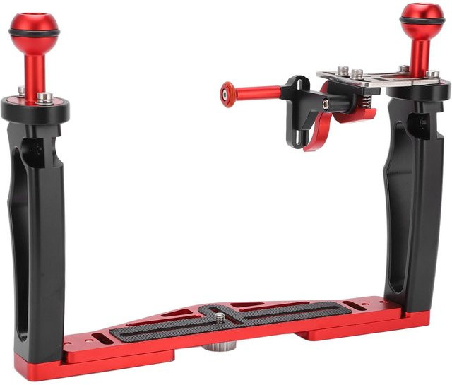 Shoemst Dual Griff Tray Stabilizer Rig mit Shutter Trigger für Unterwasser Kamera Gehäuse in Schwarz - Bild 1