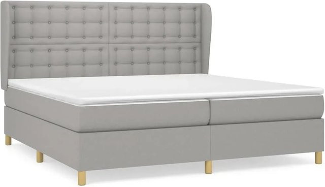 vidaXL Boxspringbett Hybrid mit Matratze und Kopfteil, Hellgrau, B/T/H: 200 x 200 x 118 cm - Bild 1