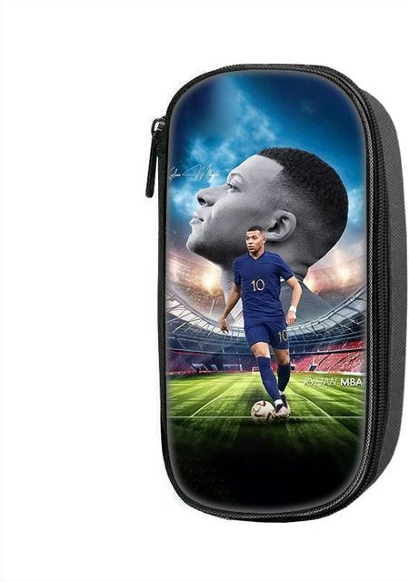 Fancy Style Studio Federmäppchen M-Mbappe Muster in Blau mit großem Fassungsvermögen für Schule und Sport - Bild 1