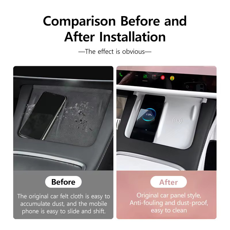 NovaAcc Silikon-Wireless-Ladepad für Tesla Model 3 und Model Y, rutschfeste Telefonhalterung in Weiß - Bild 4